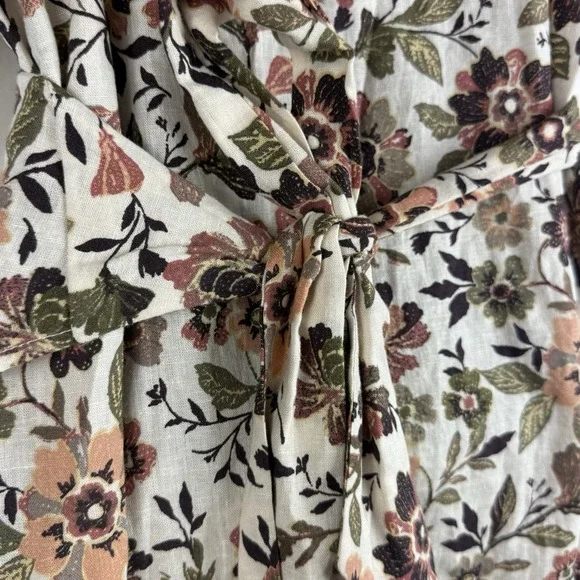 Faherty Willow V-neck Floral Print Linen Wrap Mini Dress size XXS Vacation NEW - Picture 12 of 14